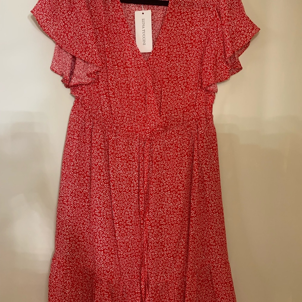 Red and white small dots, NWT